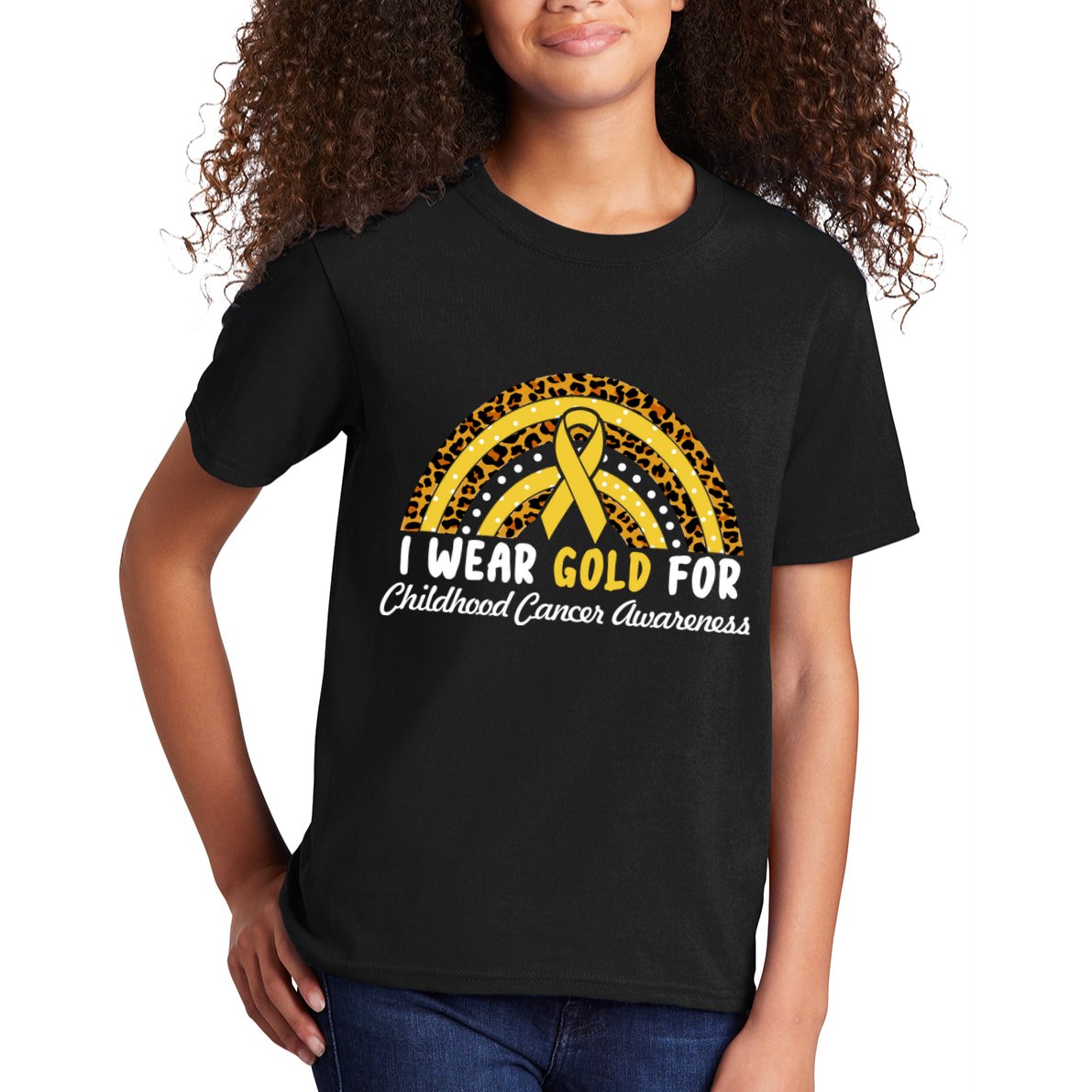 I Wear Gold For Childhood Cancer Awareness Kids T-Shirt