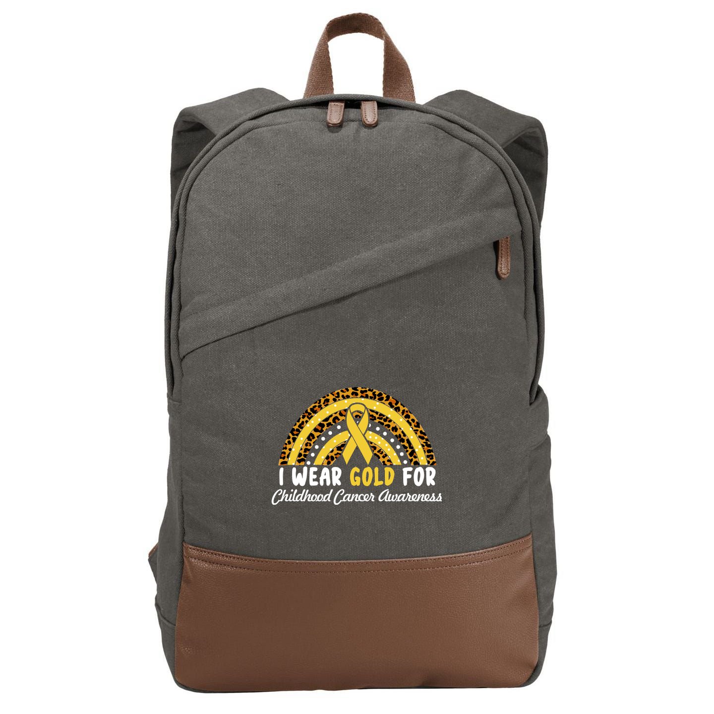 I Wear Gold For Childhood Cancer Awareness Cotton Canvas Backpack
