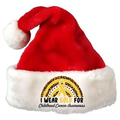 I Wear Gold For Childhood Cancer Awareness Premium Christmas Santa Hat