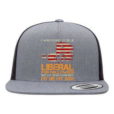 I Was Going To Be A Liberal For Halloween USA American Flag Flat Bill Trucker Hat