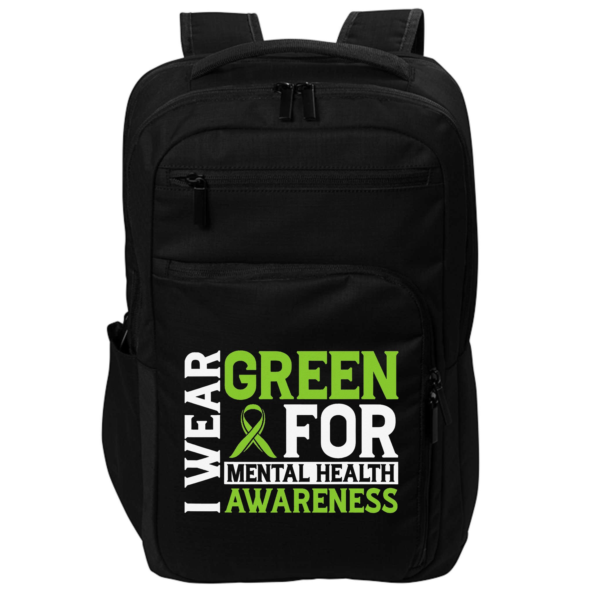 I Wear Green Mental Health Awareness Mental Health Matters Impact Tech Backpack