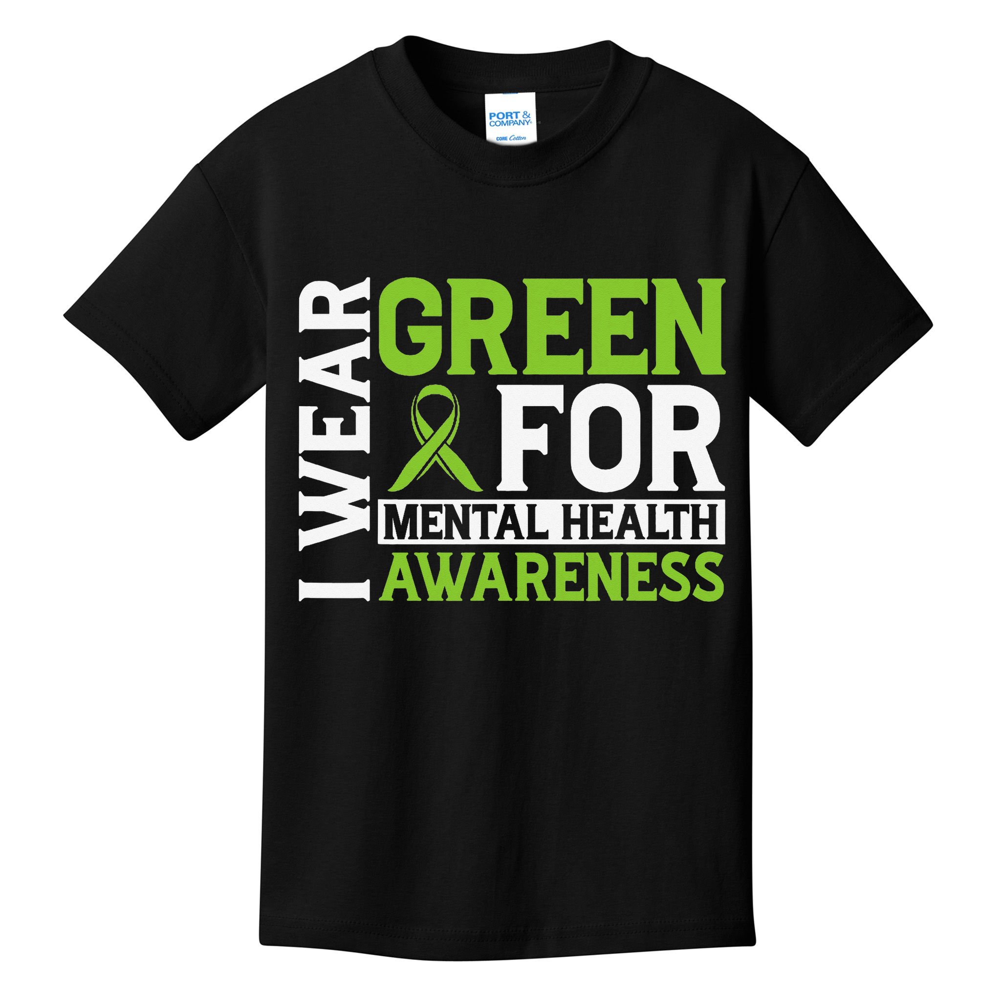 I Wear Green Mental Health Awareness Mental Health Matters Kids T-Shirt