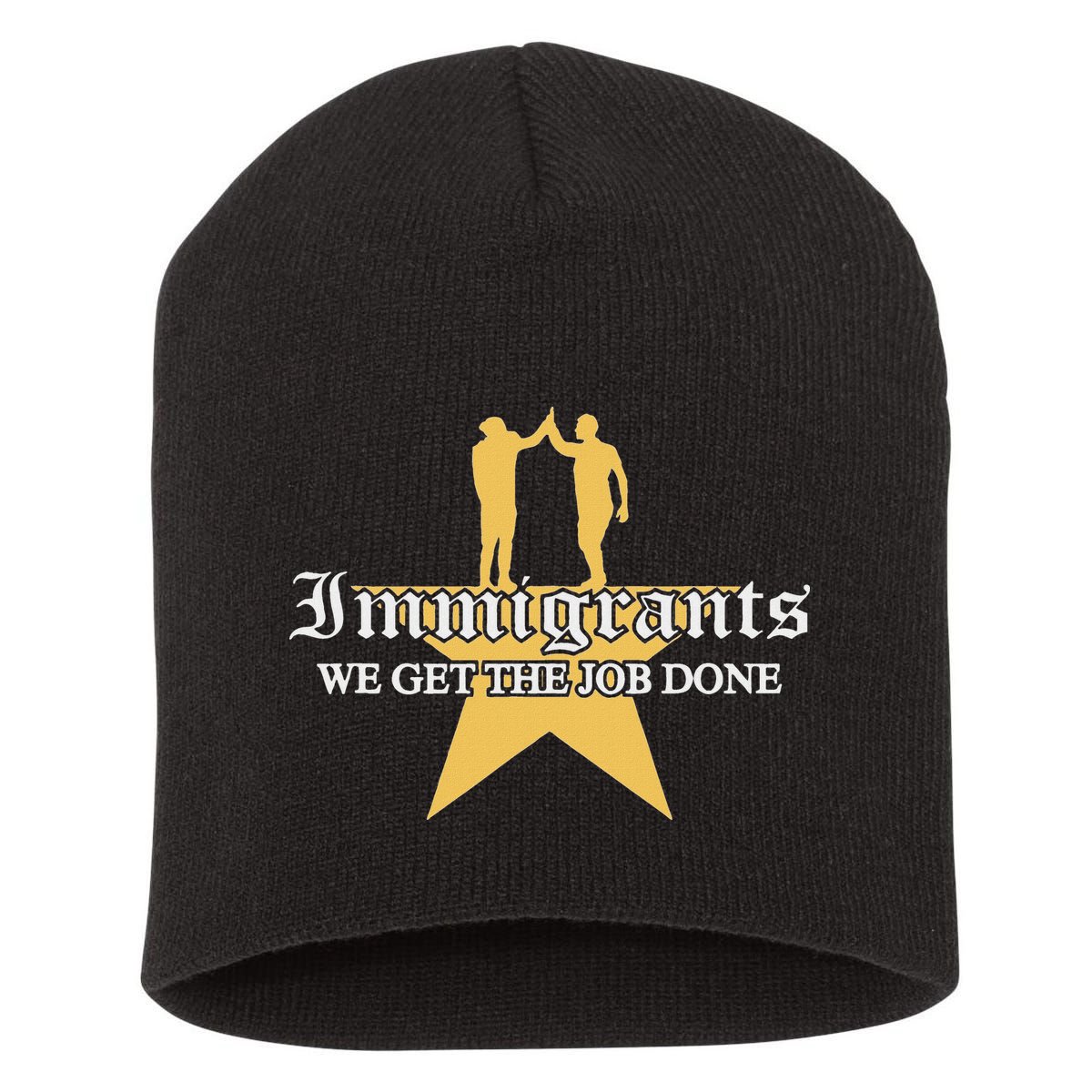 Immigrants We Get The Job Done Stars Short Acrylic Beanie