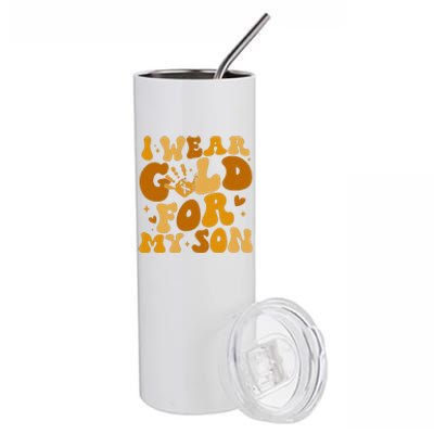 I Wear Gold For My Son Childhood Cancer Awareness Stainless Steel Tumbler