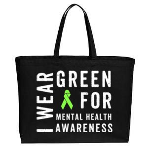 I Wear Green For Mental Health Awareness Month Cotton Canvas Jumbo Tote