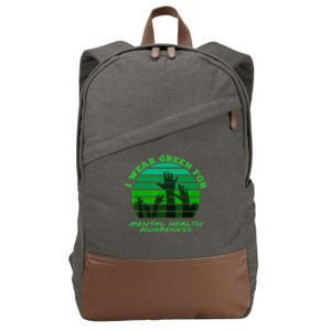 I Wear Green For Mental Health Month Of May Cotton Canvas Backpack