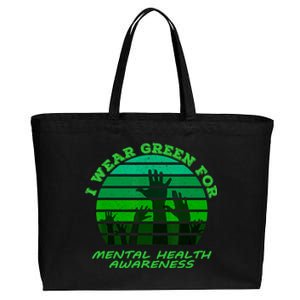 I Wear Green For Mental Health Month Of May Cotton Canvas Jumbo Tote