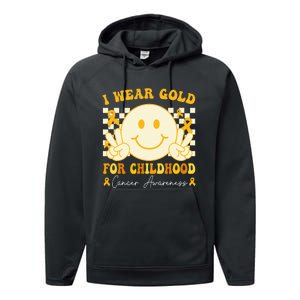 I Wear Gold For Childhood Cancer Awareness Boy Kids Groovy Performance Fleece Hoodie