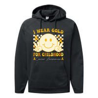 I Wear Gold For Childhood Cancer Awareness Boy Kids Groovy Performance Fleece Hoodie