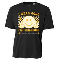 I Wear Gold For Childhood Cancer Awareness Boy Kids Groovy Cooling Performance Crew T-Shirt