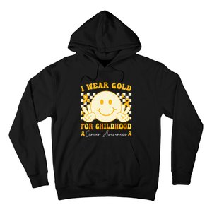 I Wear Gold For Childhood Cancer Awareness Boy Kids Groovy Hoodie