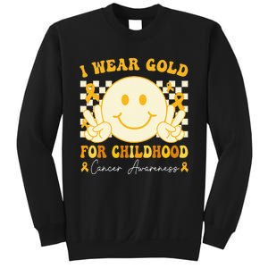 I Wear Gold For Childhood Cancer Awareness Boy Kids Groovy Sweatshirt