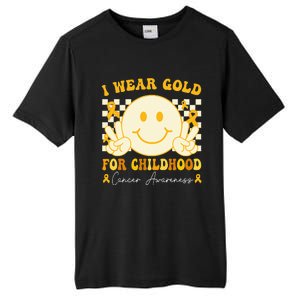 I Wear Gold For Childhood Cancer Awareness Boy Kids Groovy Tall Fusion ChromaSoft Performance T-Shirt