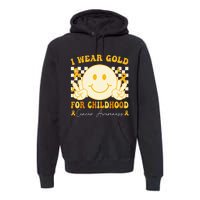 I Wear Gold For Childhood Cancer Awareness Boy Kids Groovy Premium Hoodie