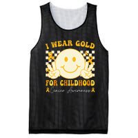 I Wear Gold For Childhood Cancer Awareness Boy Kids Groovy Mesh Reversible Basketball Jersey Tank