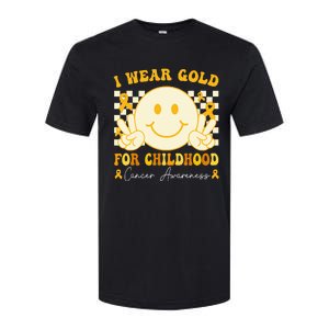 I Wear Gold For Childhood Cancer Awareness Boy Kids Groovy Softstyle CVC T-Shirt