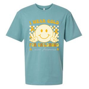 I Wear Gold For Childhood Cancer Awareness Boy Kids Groovy Sueded Cloud Jersey T-Shirt