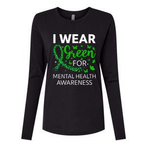 I Wear Green For Mental Health Awareness Womens Cotton Relaxed Long Sleeve T-Shirt