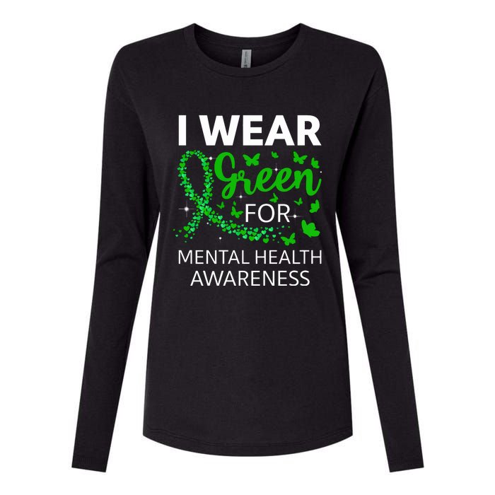 I Wear Green For Mental Health Awareness Womens Cotton Relaxed Long Sleeve T-Shirt