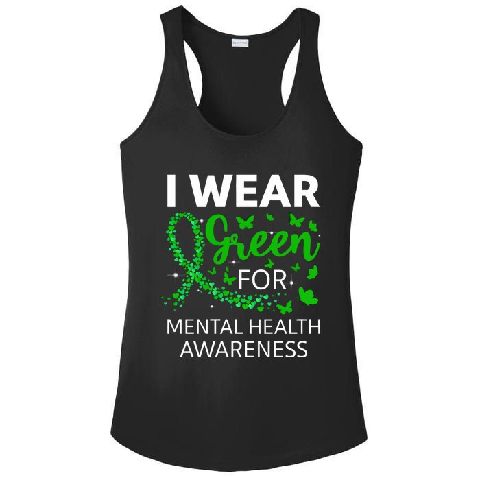 I Wear Green For Mental Health Awareness Ladies PosiCharge Competitor Racerback Tank