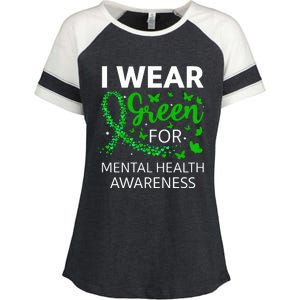 I Wear Green For Mental Health Awareness Enza Ladies Jersey Colorblock Tee