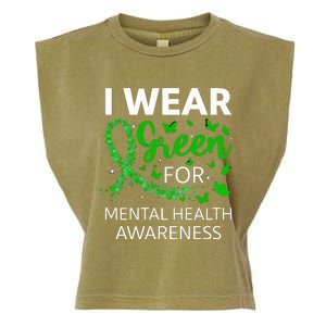 I Wear Green For Mental Health Awareness Garment-Dyed Women's Muscle Tee