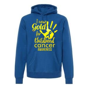 I Wear Gold For Childhood Cancer Awareness Premium Hoodie