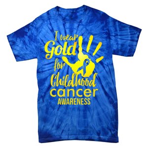 I Wear Gold For Childhood Cancer Awareness Tie-Dye T-Shirt