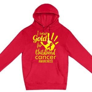 I Wear Gold For Childhood Cancer Awareness Premium Pullover Hoodie