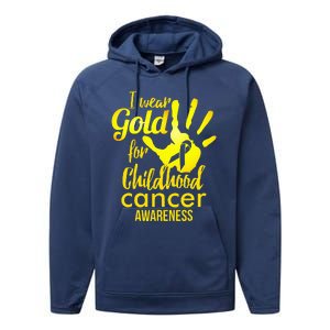 I Wear Gold For Childhood Cancer Awareness Performance Fleece Hoodie