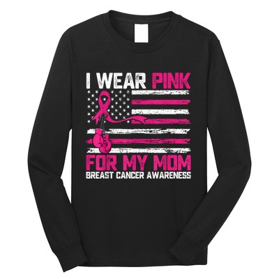 I Wear Gift For My Mom Breast Cancer Awareness Month Long Sleeve Shirt