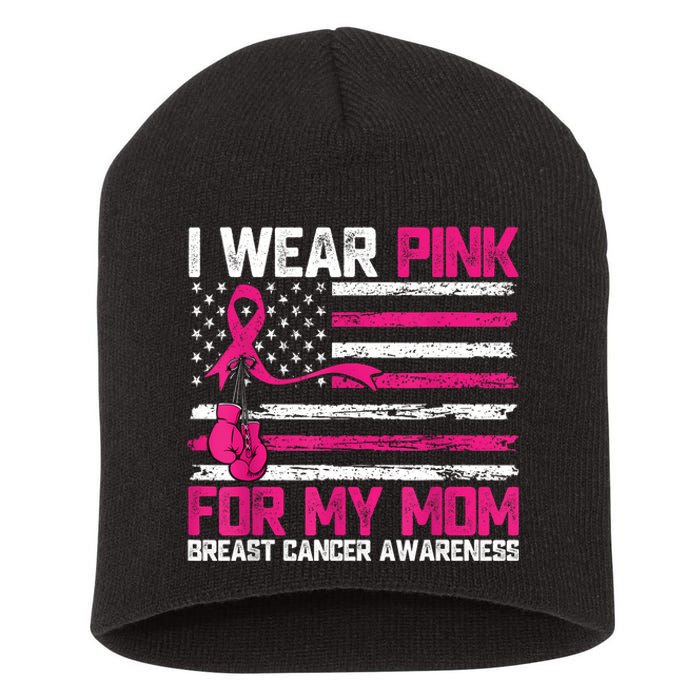 I Wear Gift For My Mom Breast Cancer Awareness Month Short Acrylic Beanie