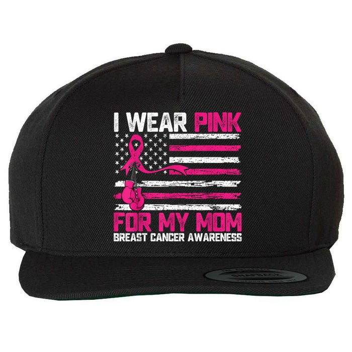 I Wear Gift For My Mom Breast Cancer Awareness Month Wool Snapback Cap