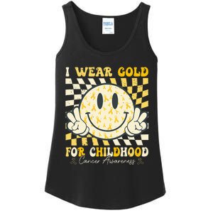 I Wear Gold For Childhood Cancer Awareness Ribbon Ladies Essential Tank