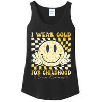 I Wear Gold For Childhood Cancer Awareness Ribbon Ladies Essential Tank