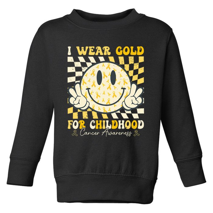 I Wear Gold For Childhood Cancer Awareness Ribbon Toddler Sweatshirt