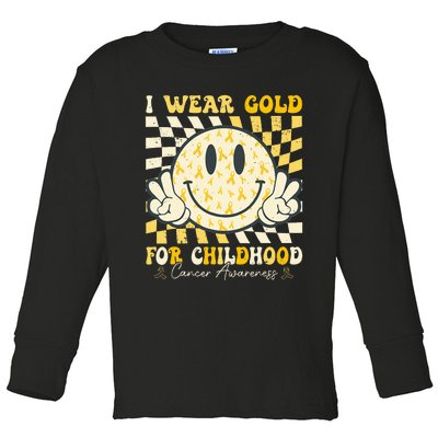 I Wear Gold For Childhood Cancer Awareness Ribbon Toddler Long Sleeve Shirt