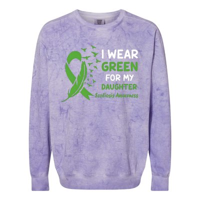 I Wear Green For My Daughter Scoliosis Awareness Colorblast Crewneck Sweatshirt