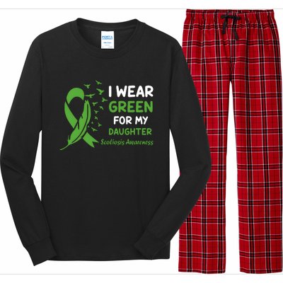 I Wear Green For My Daughter Scoliosis Awareness Long Sleeve Pajama Set