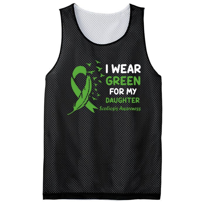 I Wear Green For My Daughter Scoliosis Awareness Mesh Reversible Basketball Jersey Tank