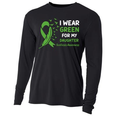 I Wear Green For My Daughter Scoliosis Awareness Cooling Performance Long Sleeve Crew