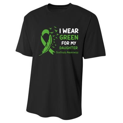 I Wear Green For My Daughter Scoliosis Awareness Performance Sprint T-Shirt