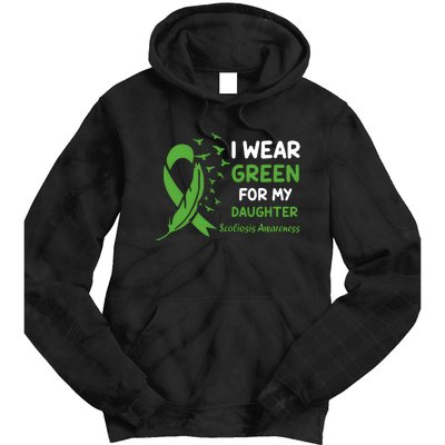 I Wear Green For My Daughter Scoliosis Awareness Tie Dye Hoodie