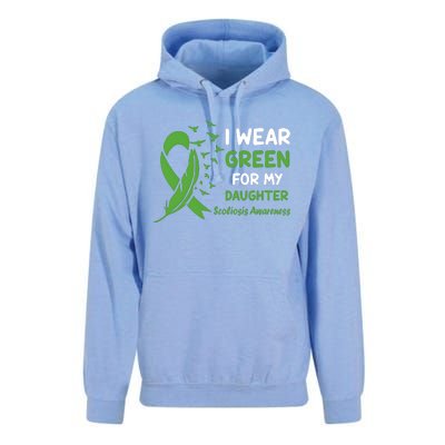 I Wear Green For My Daughter Scoliosis Awareness Unisex Surf Hoodie