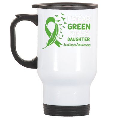 I Wear Green For My Daughter Scoliosis Awareness Stainless Steel Travel Mug