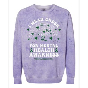 I Wear Green For Mental Health Awareness Green Ribbon Colorblast Crewneck Sweatshirt