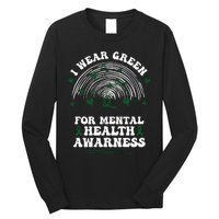 I Wear Green For Mental Health Awareness Green Ribbon Long Sleeve Shirt