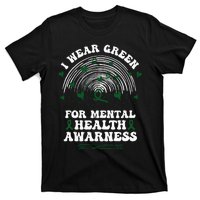 I Wear Green For Mental Health Awareness Green Ribbon T-Shirt