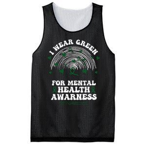 I Wear Green For Mental Health Awareness Green Ribbon Mesh Reversible Basketball Jersey Tank