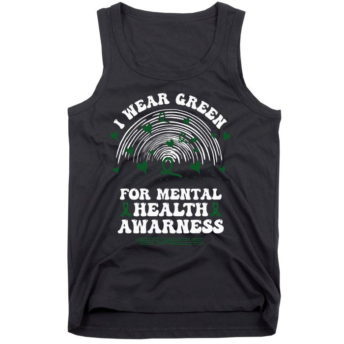 I Wear Green For Mental Health Awareness Green Ribbon Tank Top